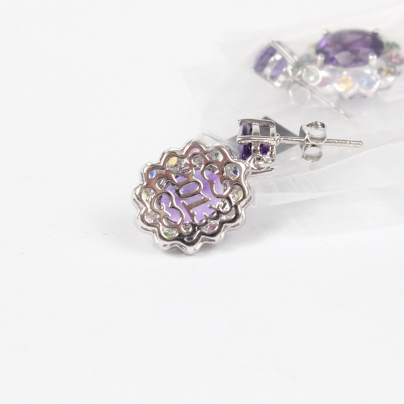 New stunning amethyst dangle sterling earrings - Picture 2 of 5
